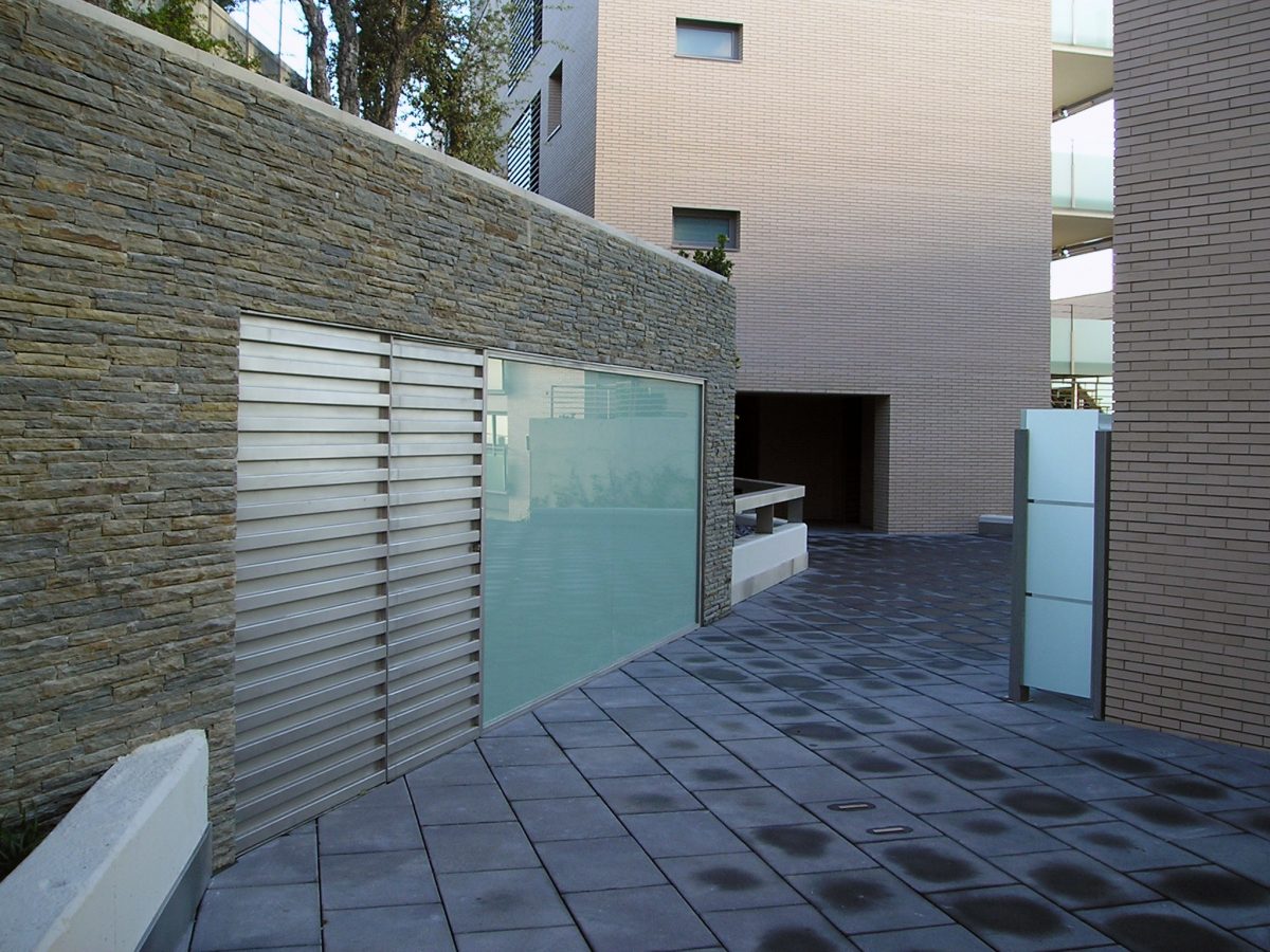 Private patio outside the building