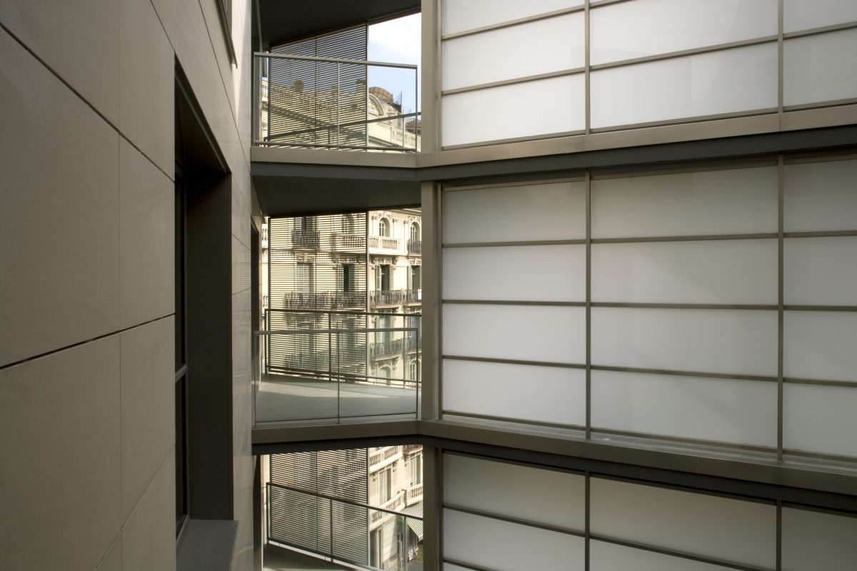 Exterior corridors with metal railings