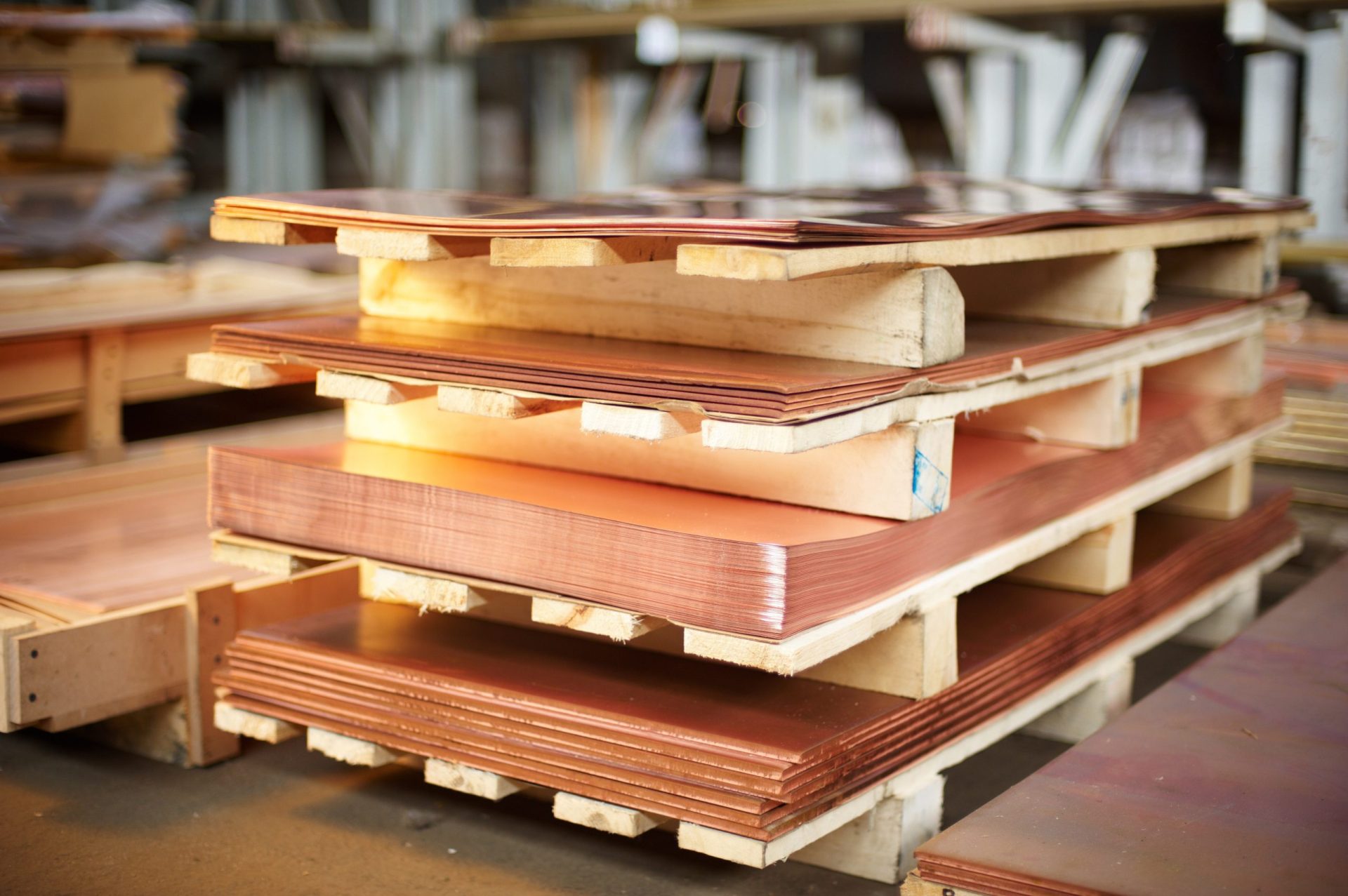 Stacked copper sheets